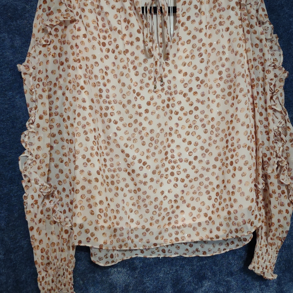 Marie Oliver Cream and Brown Patterned Blouse
